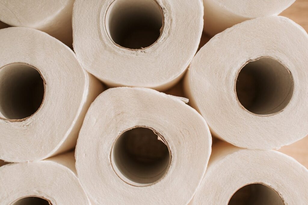 white toilet paper rolls